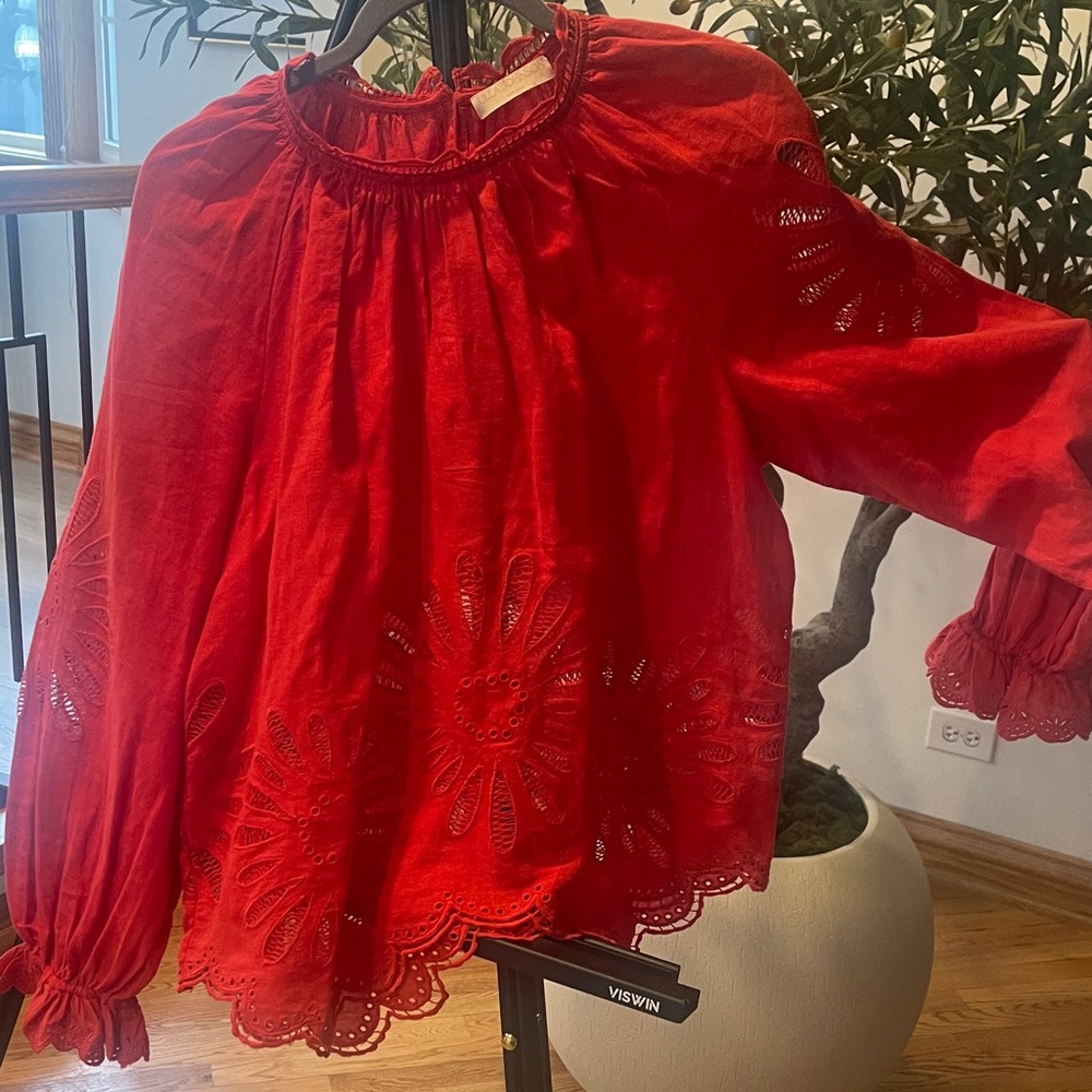 Ulla Johnson Scarlet Blouse with Eyelet Accents